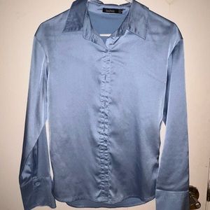 Blue Silk Button Down